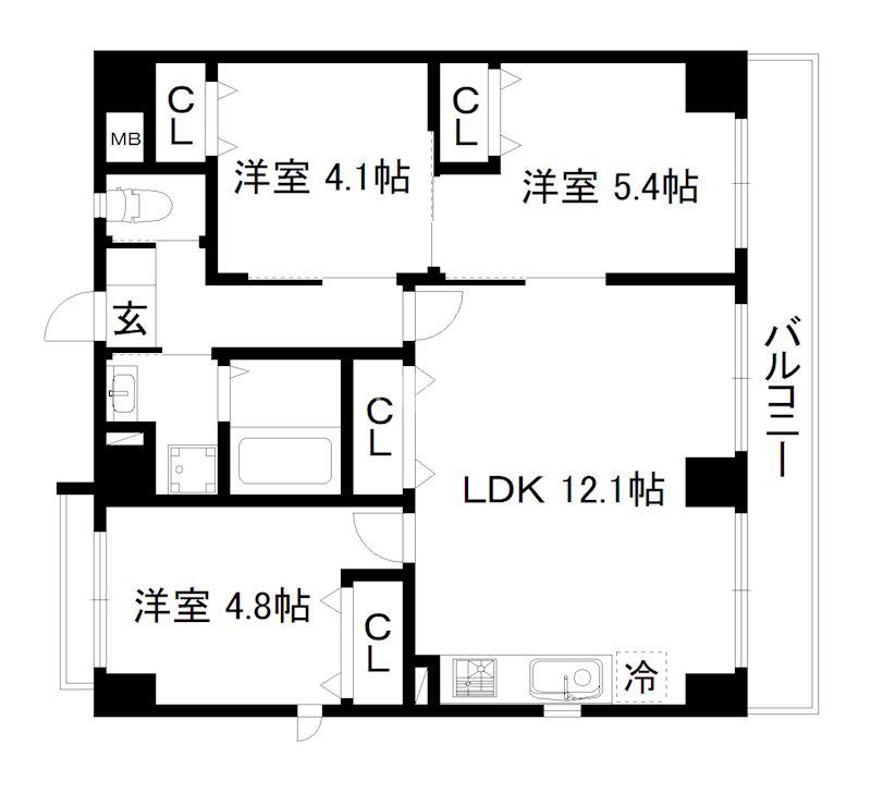 GRAND LATTICE KAWARAMACHI SHICHIJO(3LDK/5階)の間取り写真