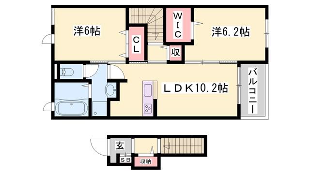 ル・グラン赤穂I(2LDK/2階)の間取り写真