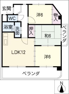 エントピア原(3LDK/3階)の間取り写真