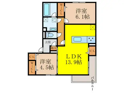 D-RESIDENCE南茨木(2LDK/3階)の間取り写真