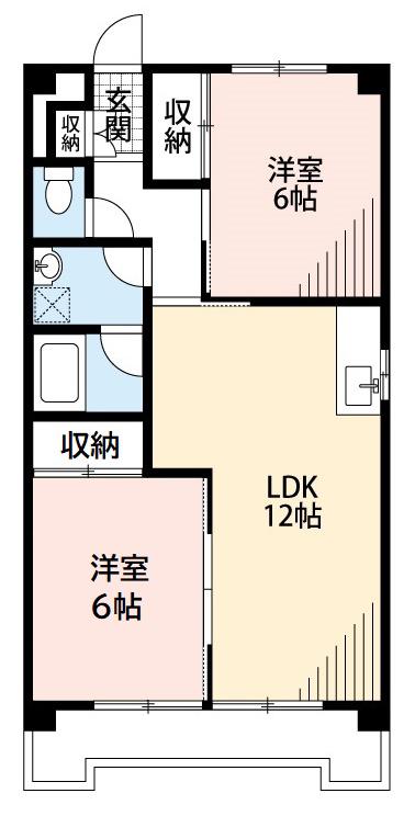 マンション稲穂(2LDK/1階)の間取り写真