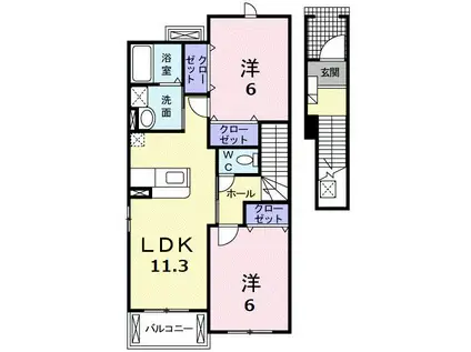 フィールド・レジデンスB(2LDK/2階)の間取り写真