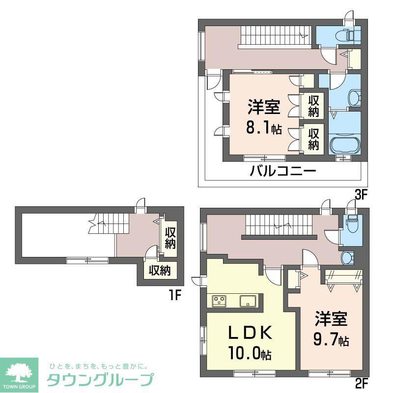 ラージフィールド(2LDK/1階)の間取り写真
