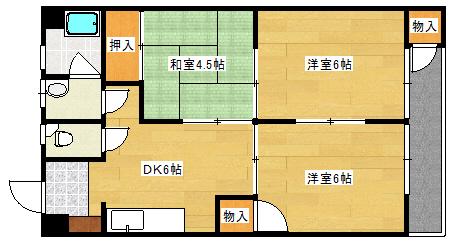 ブランドール ナルミ(3DK/2階)の間取り写真