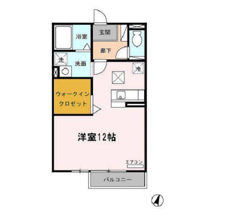 CONFORT B棟(ワンルーム/1階)の間取り写真