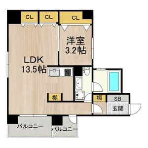 ラクメンビル(1LDK/6階)の間取り写真