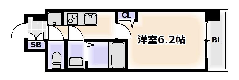 プレサンス難波デヴァンテ(1K/9階)の間取り写真