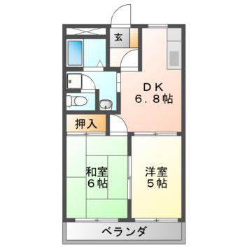 ハイムエスポアール(2DK/2階)の間取り写真
