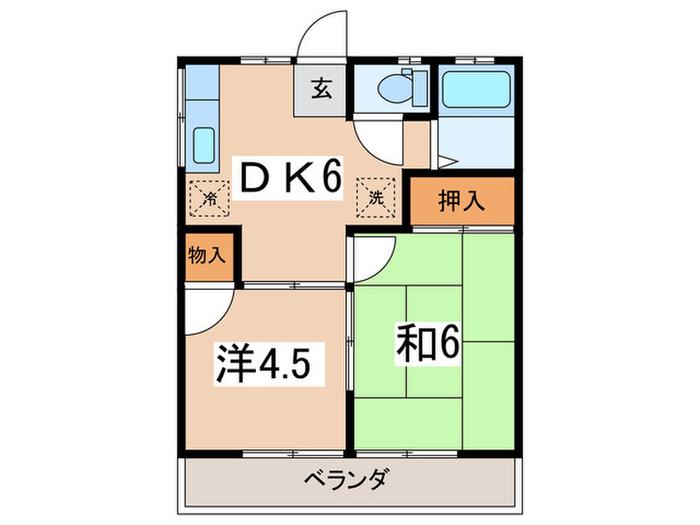 若喜ハイツ(2DK/2階)の間取り写真