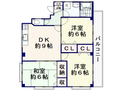 ジェトロハイツ中野(3DK/1階)の間取り写真
