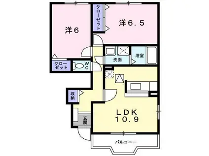 アルカンシェル(2LDK/1階)の間取り写真