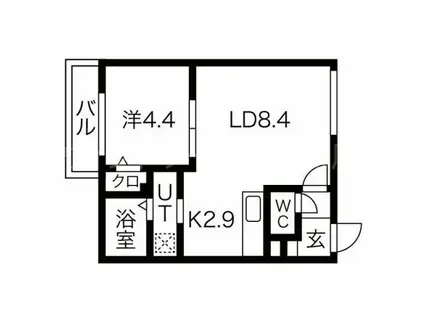 パティオ北21(1LDK/2階)の間取り写真