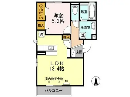エスポワール東和田(1LDK/3階)の間取り写真