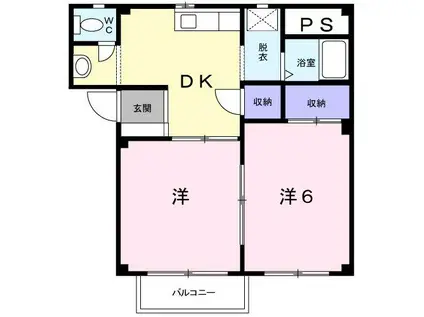 フレンドリーコーポ(2DK/2階)の間取り写真