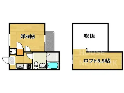 ロフティ同志社北(1K/2階)の間取り写真