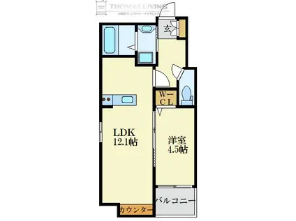 ル パルテール大濠(1LDK/6階)の間取り写真