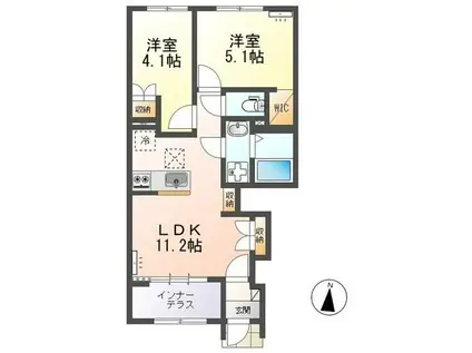 ラ・クラリエール(2LDK/1階)の間取り写真