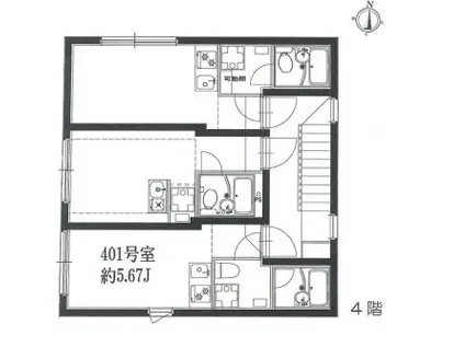ゴールドレジデンス西落合(ワンルーム/4階)の間取り写真
