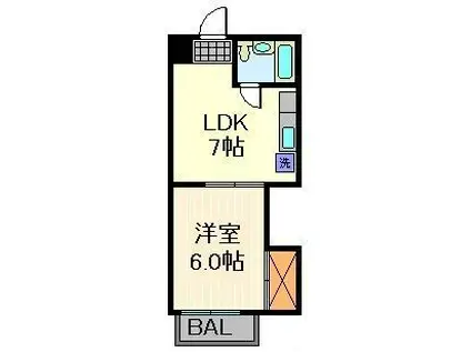 カーサビアン(1LDK/1階)の間取り写真