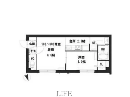 地下鉄南北線 南平岸駅 徒歩10分 5階建 築5年(1LDK/3階)の間取り写真