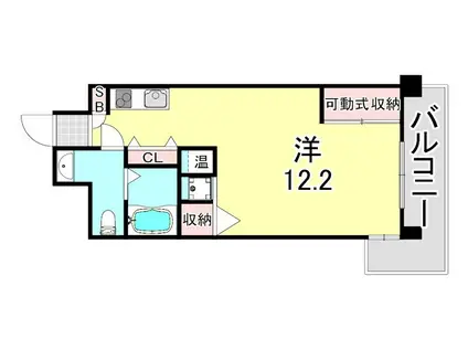ロイスグラン神戸湊川公園(ワンルーム/6階)の間取り写真