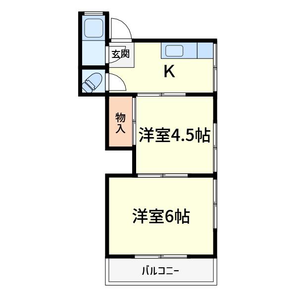 コンラッド天川新町(2K/2階)の間取り写真