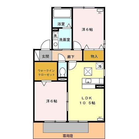 リビングタウン家代の里A(2LDK/1階)の間取り写真