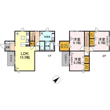 ウエストデール パーク(3LDK/1階)の間取り写真