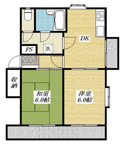 日野台みすずマンション(2DK/4階)の間取り写真