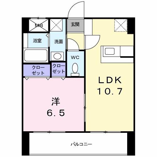 オーレオール(1LDK/2階)の間取り写真