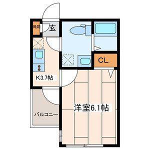 WITH PLACEさがみ野(1K/2階)の間取り写真
