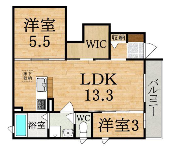 グラヴィスII(2LDK/1階)の間取り写真