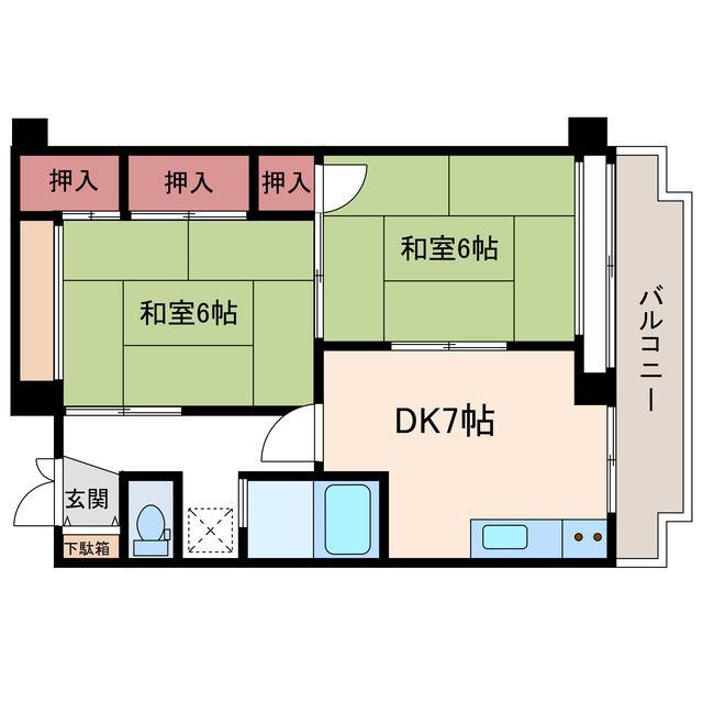 RUEFU5(2DK/3階)の間取り写真