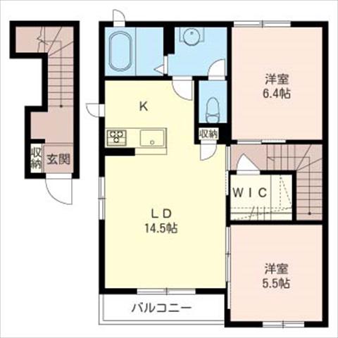メゾン・ラルジュF(2LDK/2階)の間取り写真