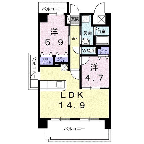 M.ETERNAL PLACE(2LDK/1階)の間取り写真
