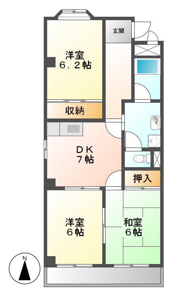 ハイツ・エスポアール(3DK/2階)の間取り写真