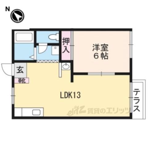ハイツ岡田(1LDK/1階)の間取り写真