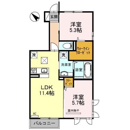 シエロI(2LDK/1階)の間取り写真