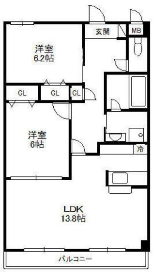 AZA才ノ免(2LDK/2階)の間取り写真