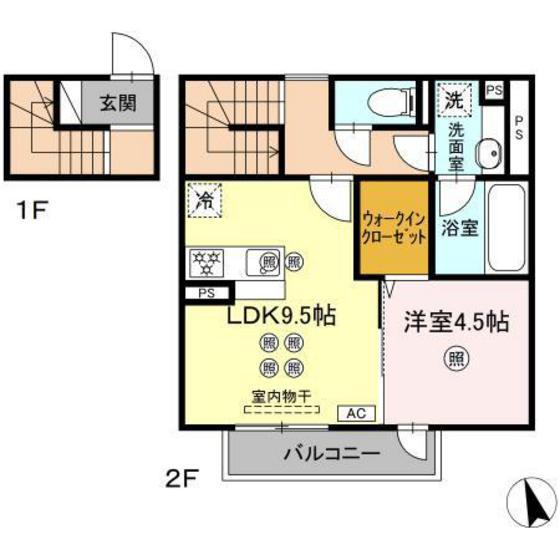 ニューライフテラス(1LDK/2階)の間取り写真