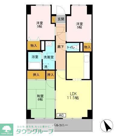 オーシャンビュー弐番館(3LDK/3階)の間取り写真