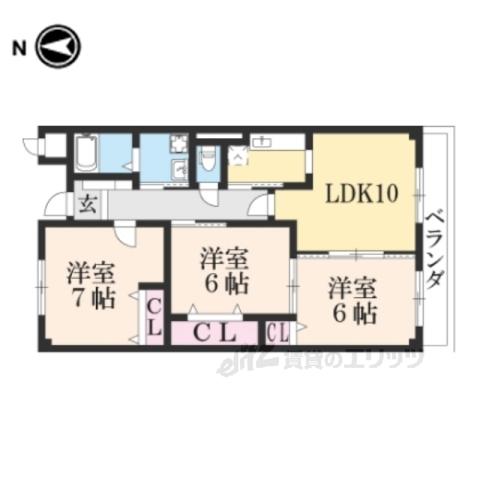 パークウインド(3LDK/1階)の間取り写真