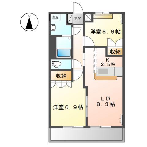 ベルメゾン(2LDK/2階)の間取り写真