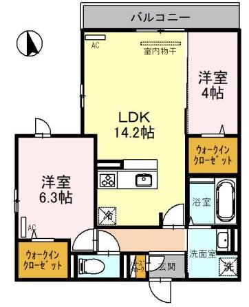 RACCOLT阪南町(2LDK/3階)の間取り写真