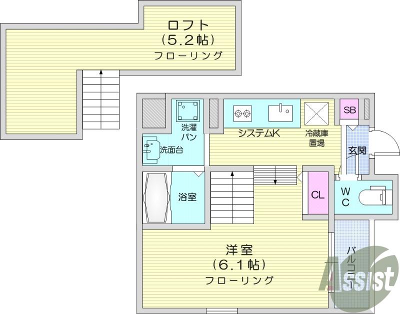 RIZEST春夏秋冬 春(ワンルーム/1階)の間取り写真