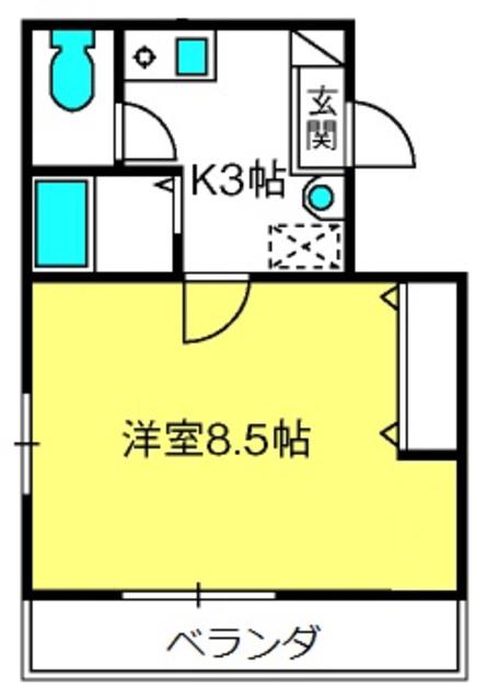 ニューシティヒル(1K/2階)の間取り写真