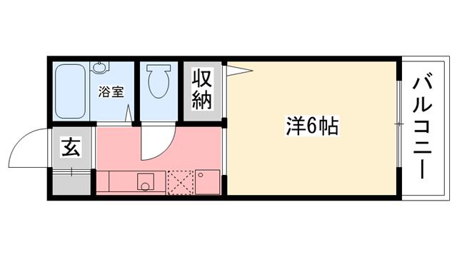 ラッキータウン2番館(1K/1階)の間取り写真