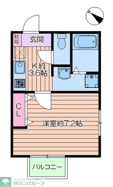 キャメル松戸5(1K/2階)の間取り写真