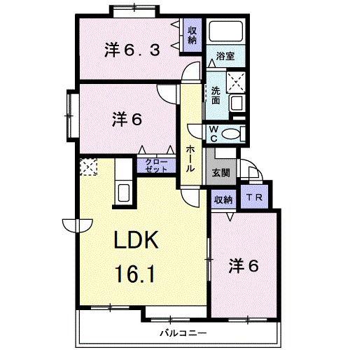 ピ-スフル三和(3LDK/2階)の間取り写真