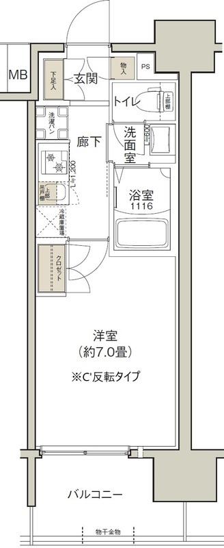 クレストコート靱公園(1K/14階)の間取り写真